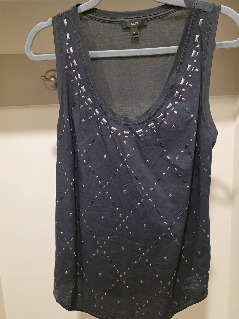 J. Crew Navy Tank Top with Metallic Stud Details